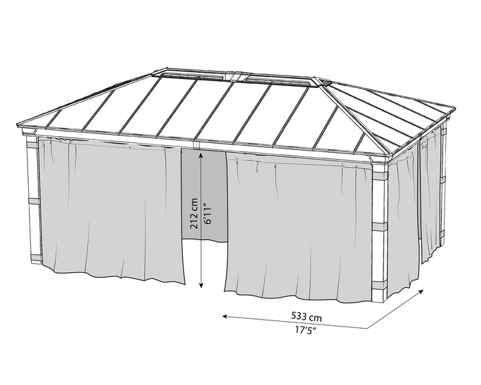 Gardinset t/paviljong Dallas 607 x 422 cm Canopia by Palram